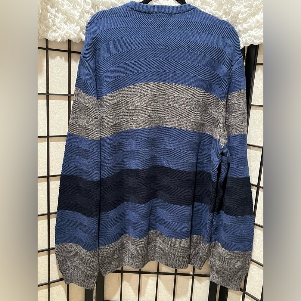 Ralph Lauren Chaps VINTAGE Navy STRIPE CREWNECK Sweater, CLASSIC, MENS SIZE XL - Picture 7 of 7